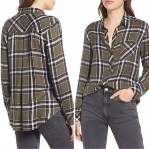 Rails Hunter Plaid Button-Up Kalamata Black Size Small Olive Green/Black